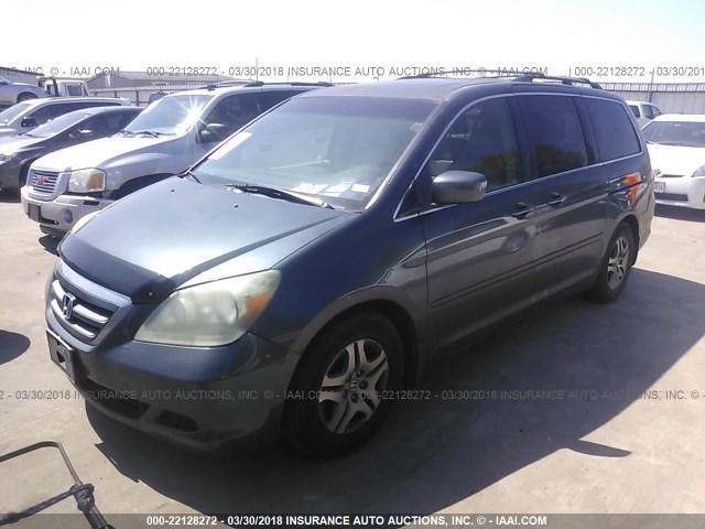 5FNRL38735B068643 - 2005 HONDA ODYSSEY EXL BLUE photo 2