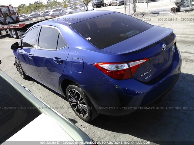 2T1BURHEXFC409767 - 2015 TOYOTA COROLLA L/LE/LE PLS/PRM/S/S PLS BLUE photo 3