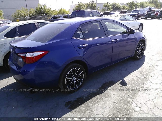 2T1BURHEXFC409767 - 2015 TOYOTA COROLLA L/LE/LE PLS/PRM/S/S PLS BLUE photo 4