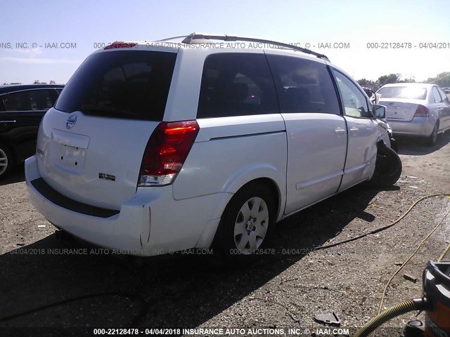 5N1BV28U45N115901 - 2005 NISSAN QUEST S/SE/SL WHITE photo 4