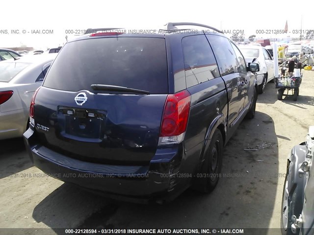 5N1BV28U95N138719 - 2005 NISSAN QUEST S/SE/SL Dark Blue photo 4