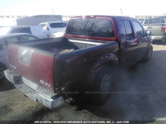 1N6AD07W37C436611 - 2007 NISSAN FRONTIER CREW CAB LE/SE/OFF ROAD MAROON photo 4