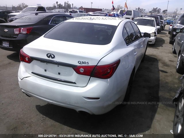 JN1BV7AP1EM675664 - 2014 INFINITI Q50 PREMIUM/SPORT WHITE photo 4