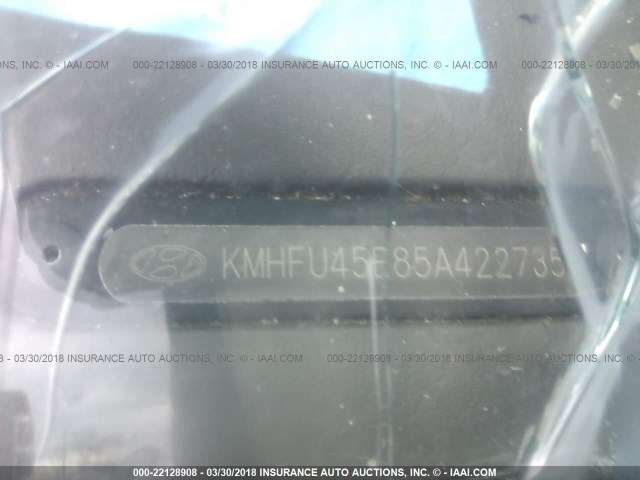 KMHFU45E85A422735 - 2005 HYUNDAI XG 350 WHITE photo 9