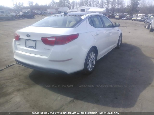 5XXGN4A77EG274658 - 2014 KIA OPTIMA EX WHITE photo 4