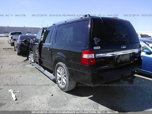 1FMJK1KT8GEF22377 - 2016 FORD EXPEDITION EL LIMITED BLACK photo 3