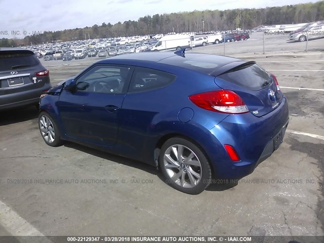 KMHTC6AD9GU284946 - 2016 HYUNDAI VELOSTER BLUE photo 3