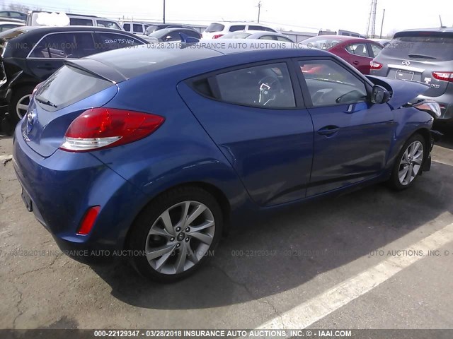 KMHTC6AD9GU284946 - 2016 HYUNDAI VELOSTER BLUE photo 4