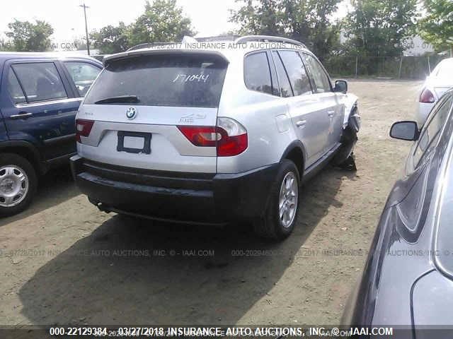 WBXPA73484WB29406 - 2004 BMW X3 2.5I SILVER photo 4