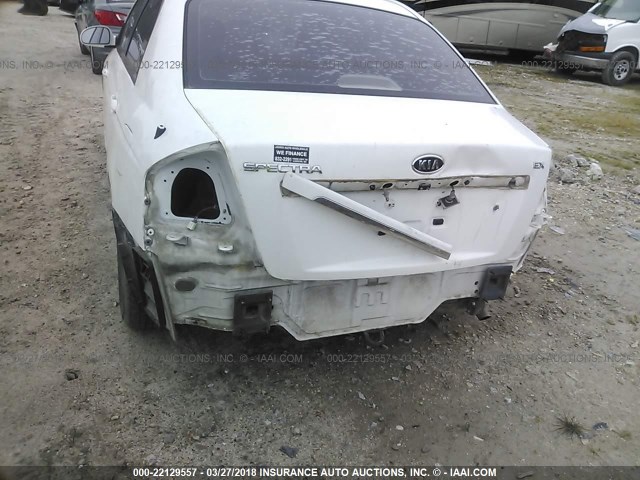 KNAFE121485554631 - 2008 KIA SPECTRA EX/LX/SX WHITE photo 6