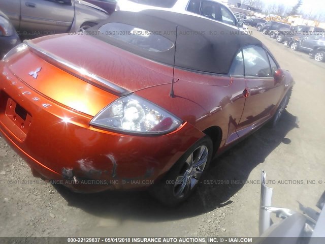 4A3AL25F57E072620 - 2007 MITSUBISHI ECLIPSE SPYDER GS ORANGE photo 4