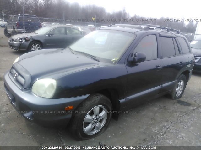 KM8SC73E25U874488 - 2005 HYUNDAI SANTA FE GLS/LX BLUE photo 2