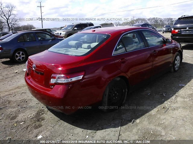 4T4BF3EKXAR046398 - 2010 TOYOTA CAMRY SE/LE/XLE RED photo 4