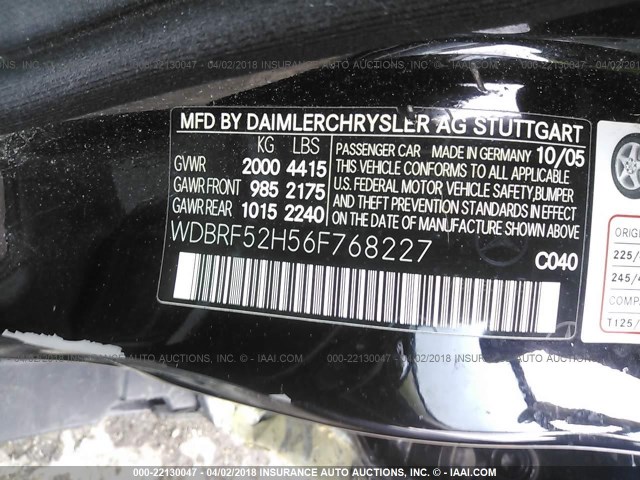 WDBRF52H56F768227 - 2006 MERCEDES-BENZ C GENERATION 2006 230 BLACK photo 9