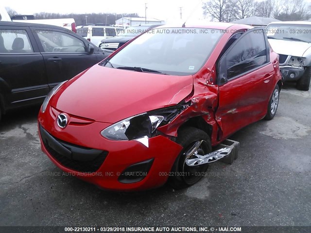 JM1DE1KY6E0171239 - 2014 MAZDA MAZDA2 SPORT RED photo 2