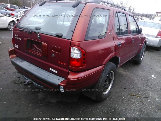 4S2DM58W5Y4335355 - 2000 ISUZU RODEO S/LS/LSE RED photo 4