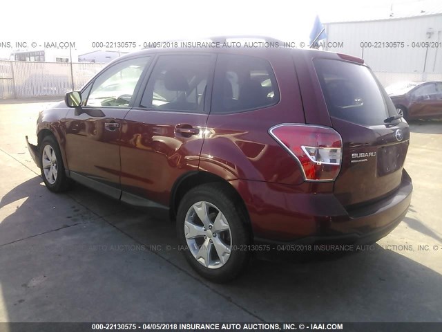 JF2SJADC6FH534616 - 2015 SUBARU FORESTER 2.5I PREMIUM MAROON photo 3