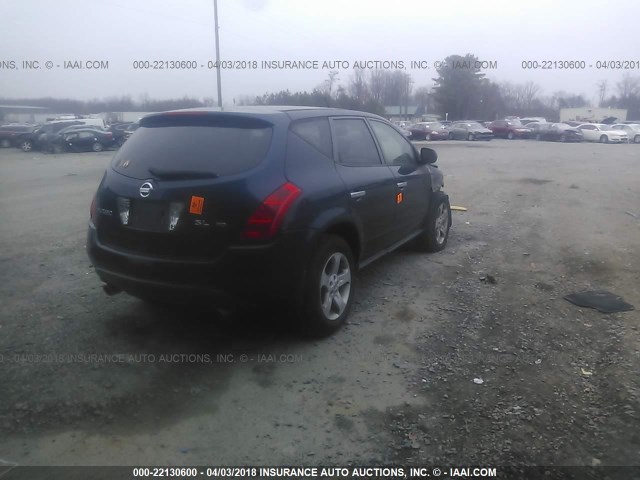 JN8AZ08W23W237050 - 2003 NISSAN MURANO SL/SE BLUE photo 4