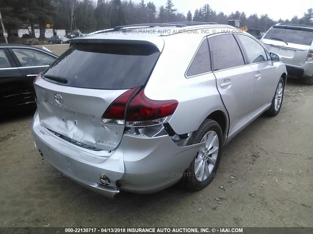 4T3BA3BB6DU043619 - 2013 TOYOTA VENZA LE/XLE SILVER photo 4