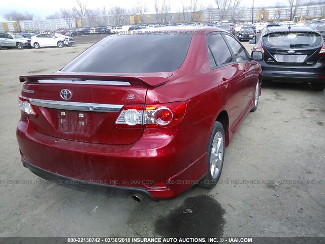 5YFBU4EE0DP140165 - 2013 TOYOTA COROLLA S/LE RED photo 4