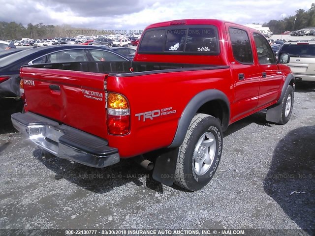 5TEGN92N34Z390465 - 2004 TOYOTA TACOMA DOUBLE CAB PRERUNNER RED photo 4