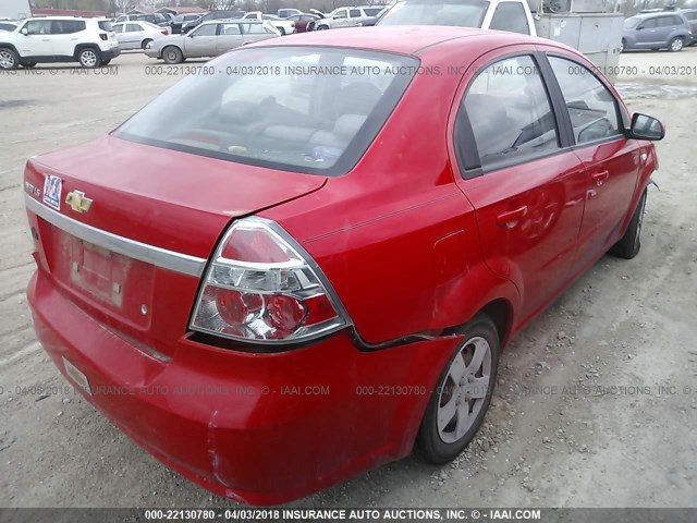 KL1TD56698B061137 - 2008 CHEVROLET AVEO LS RED photo 4