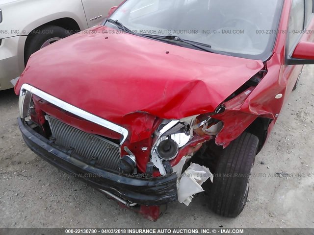 KL1TD56698B061137 - 2008 CHEVROLET AVEO LS RED photo 6