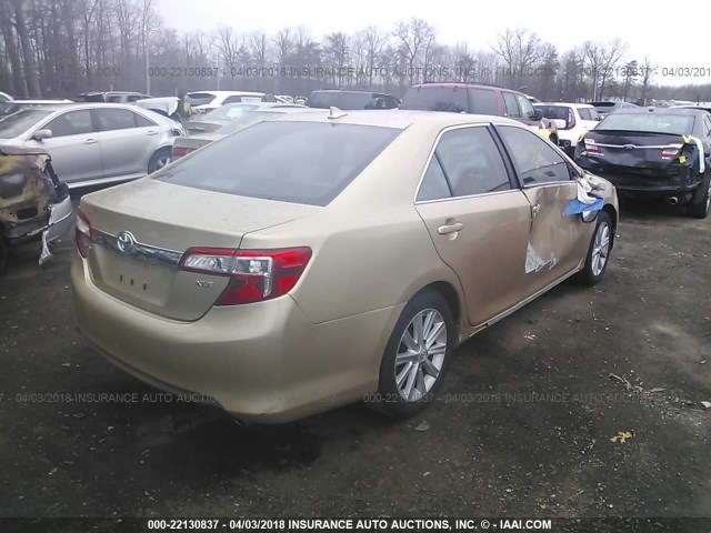 4T1BK1FK6CU504739 - 2012 TOYOTA CAMRY SE/XLE GOLD photo 4