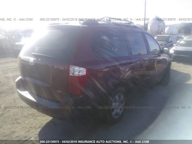 KNDMB233X86249315 - 2008 KIA SEDONA EX/LX RED photo 4