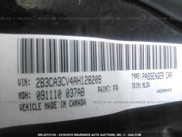 2B3CA3CV4AH128209 - 2010 DODGE CHARGER SXT BLACK photo 9