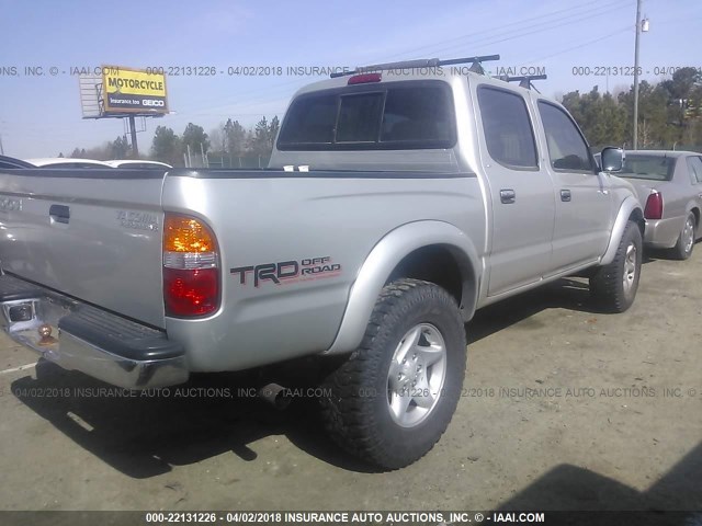 5TEGN92N24Z454401 - 2004 TOYOTA TACOMA DOUBLE CAB PRERUNNER SILVER photo 4