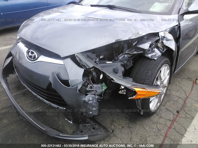 KMHTC6ADXCU071952 - 2012 HYUNDAI VELOSTER GRAY photo 6