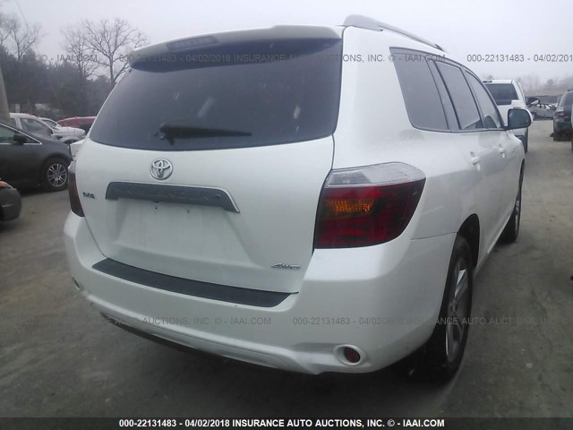 JTEES43A892131038 - 2009 TOYOTA HIGHLANDER SPORT WHITE photo 4