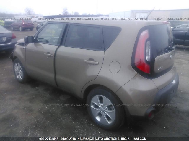 KNDJN2A29F7122289 - 2015 KIA SOUL BROWN photo 3