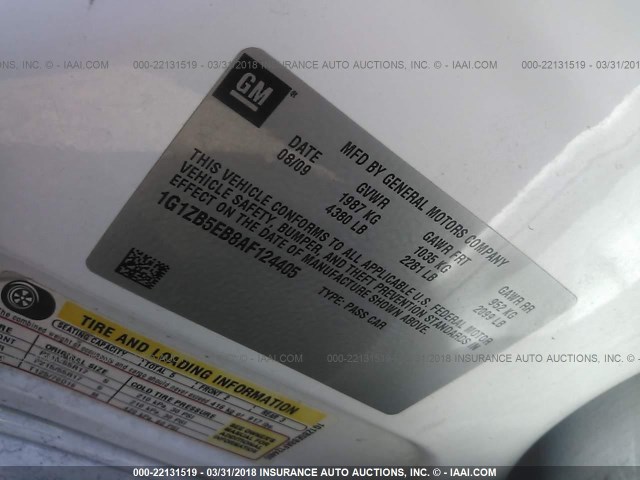 1G1ZB5EB8AF124405 - 2010 CHEVROLET MALIBU LS 白色 照片 9