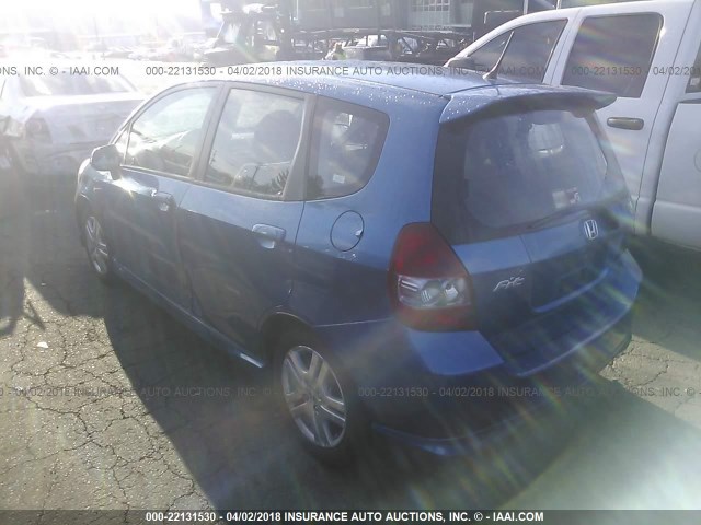 JHMGD38657S015636 - 2007 HONDA FIT S BLUE photo 3