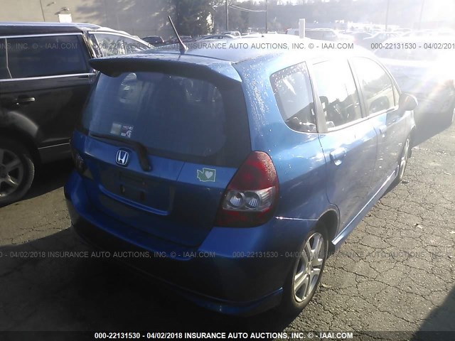 JHMGD38657S015636 - 2007 HONDA FIT S BLUE photo 4