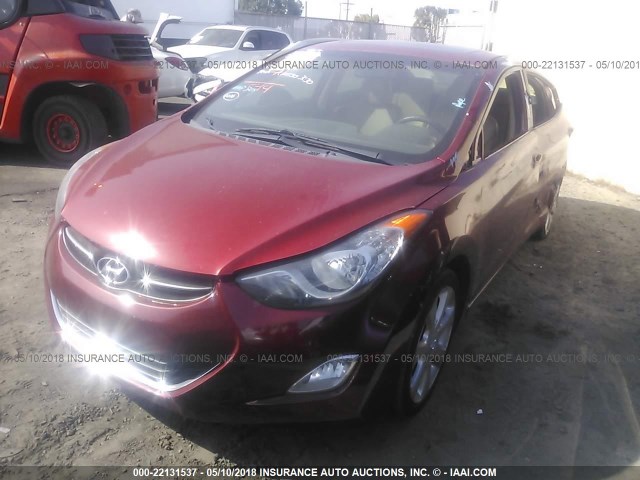 KMHDH4AE5CU253139 - 2012 HYUNDAI ELANTRA GLS/LIMITED RED photo 2