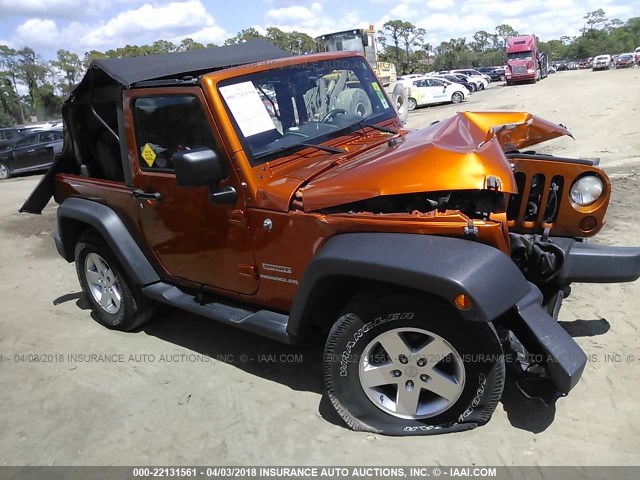 1J4AA2D16AL208961 - 2010 JEEP WRANGLER SPORT ORANGE photo 1