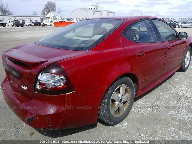 2G2WP552561247528 - 2006 PONTIAC GRAND PRIX RED photo 4