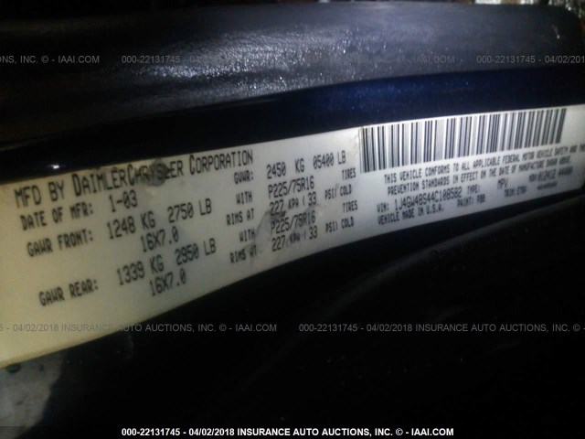 1J4GW48S44C108582 - 2004 JEEP GRAND CHEROKEE LAREDO/COLUMBIA/FREEDOM 蓝色 照片 9