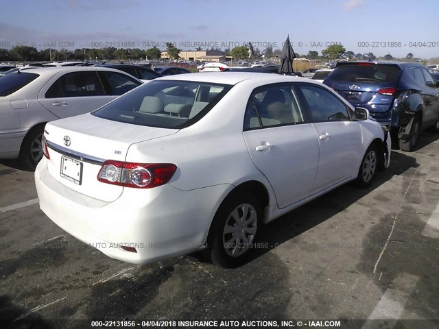 2T1BU4EE0BC749575 - 2011 TOYOTA COROLLA S/LE WHITE photo 4