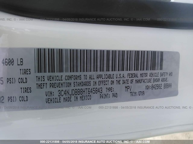 3C4NJDBB8HT645843 - 2017 JEEP COMPASS LATITUDE 白色 照片 9