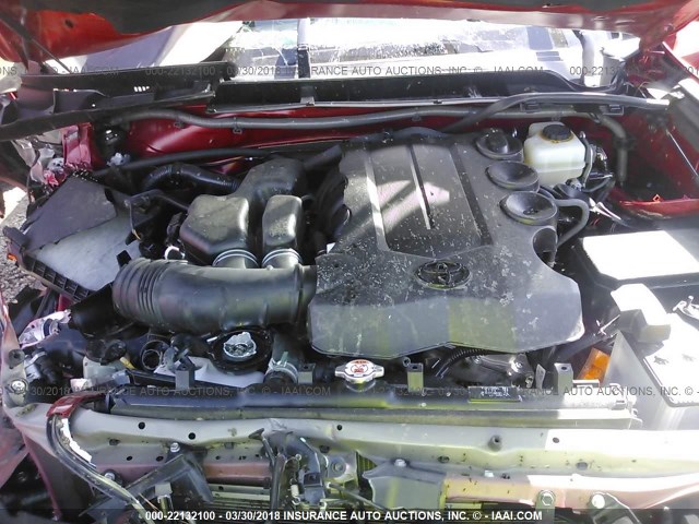 JTEBU5JR7G5345736 - 2016 TOYOTA 4RUNNER SR5 PREM/LTDL/TRAIL/TRD RED photo 10