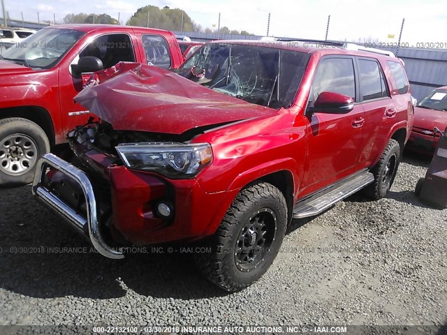 JTEBU5JR7G5345736 - 2016 TOYOTA 4RUNNER SR5 PREM/LTDL/TRAIL/TRD RED photo 2