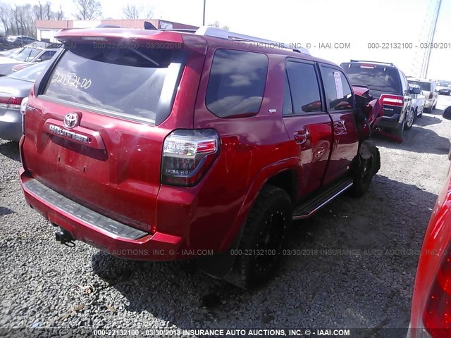 JTEBU5JR7G5345736 - 2016 TOYOTA 4RUNNER SR5 PREM/LTDL/TRAIL/TRD RED photo 4