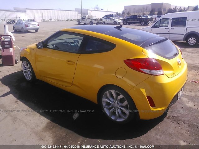 KMHTC6AD0DU175416 - 2013 HYUNDAI VELOSTER YELLOW photo 3