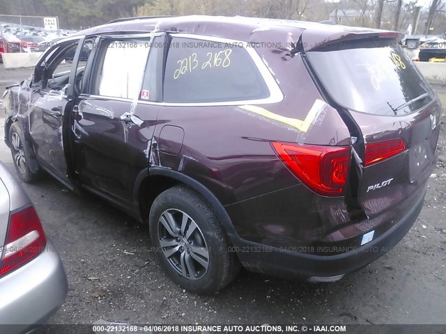 5FNYF6H52GB099405 - 2016 HONDA PILOT EXL მუქწითელი ფოტო 3