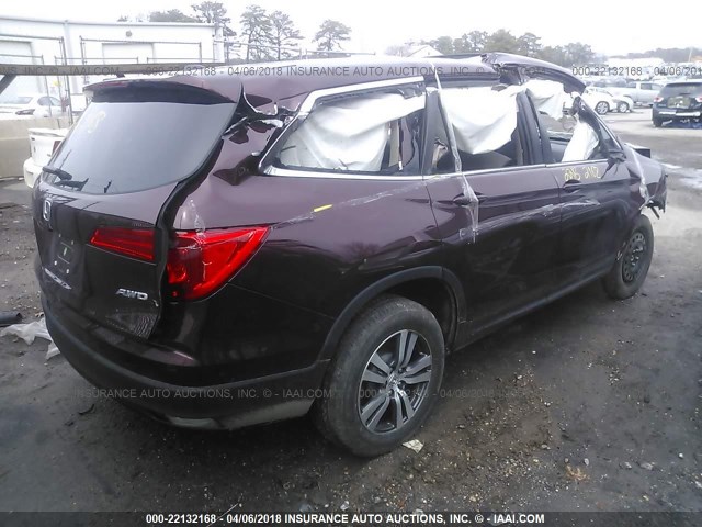 5FNYF6H52GB099405 - 2016 HONDA PILOT EXL MAROON photo 4