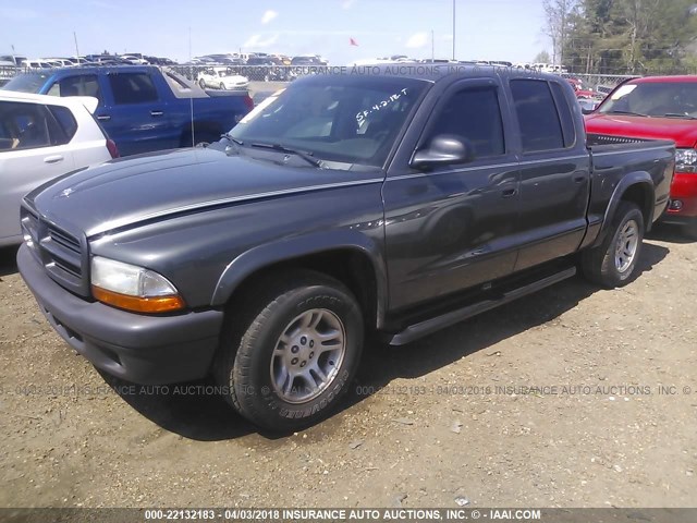 1D7HL38XX3S236635 - 2003 DODGE DAKOTA QUAD SPORT GRAY photo 2